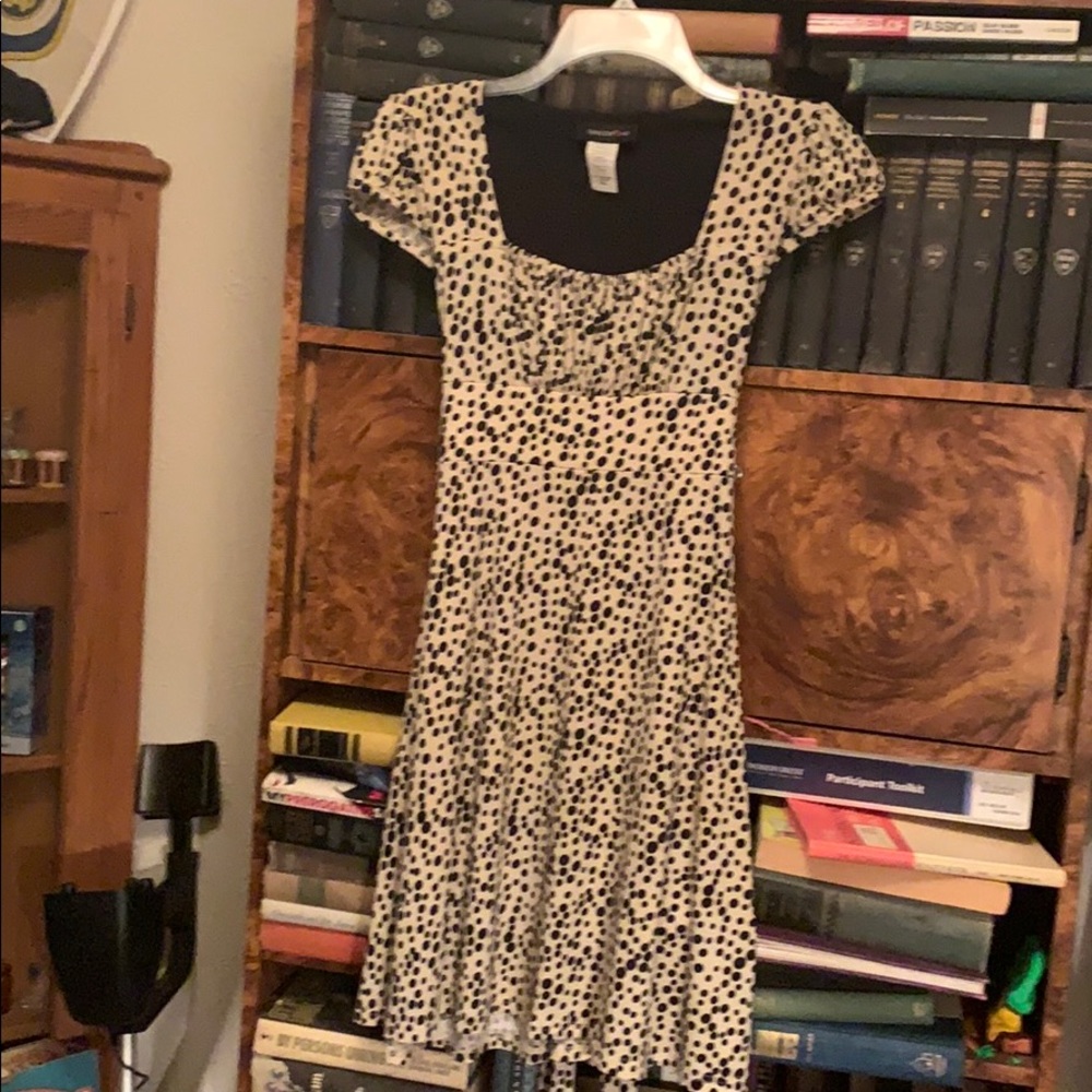 Small Off White Polka Dot Tie Waist Dress